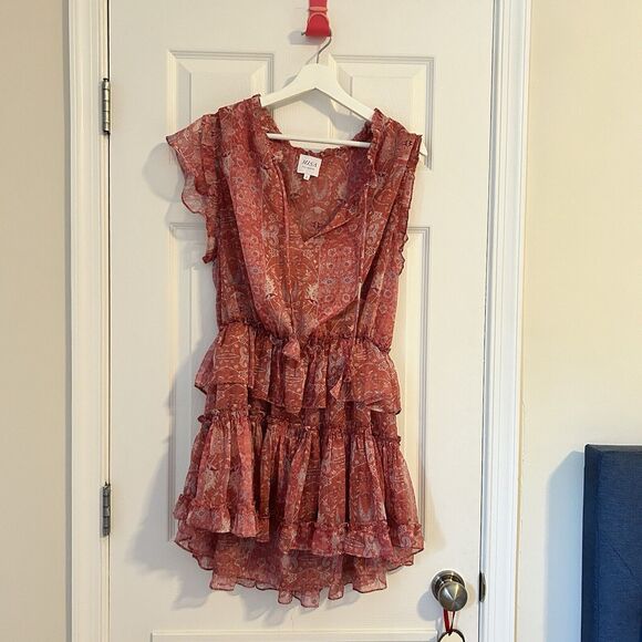 Misa Los Angeles Lilian Dress Washed Rose Pink Womens Size Large Ruffle Mini - Picture 2 of 12